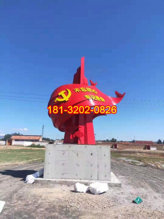 不銹鋼和平鴿黨旗雕塑施工
