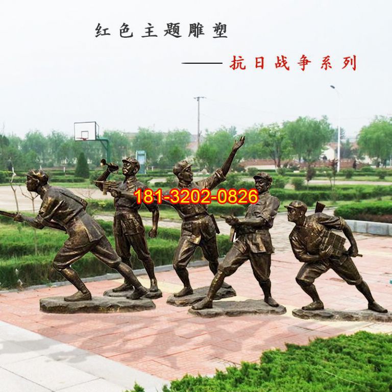紅色主題抗戰(zhàn)八路軍銅雕案例