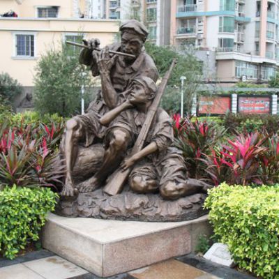 艱苦歲月銅雕，校園銅雕，八路軍戰(zhàn)士銅雕
